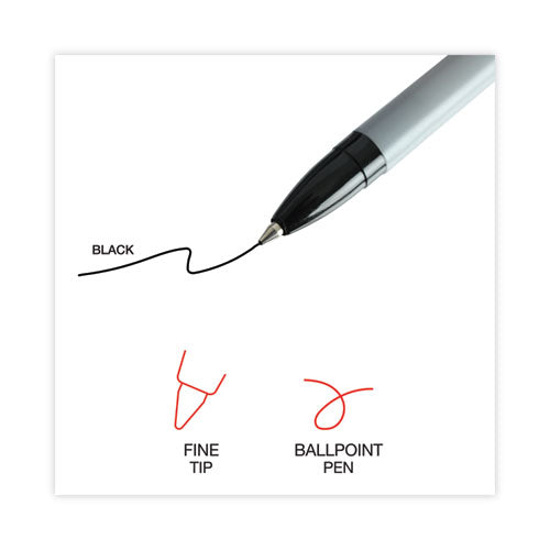 Ballpoint Pen, Stick, Fine 0.7 Mm, Black Ink, Gray/black Barrel, Dozen