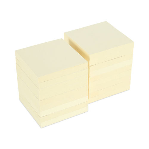 Recycled Self-stick Note Pads, 3" X 3", Yellow, 100 Sheets/pad, 18 Pads/pack