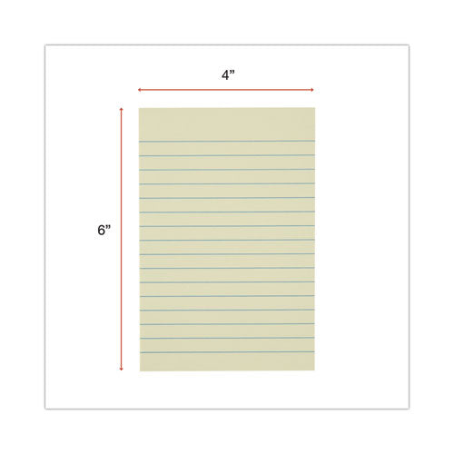 Recycled Self-stick Note Pads, Note Ruled, 4" X 6", Yellow, 100 Sheets/pad, 12 Pads/pack