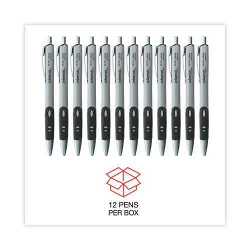 Comfort Grip Gel Pen, Retractable, Medium 0.7 Mm, Black Ink, Gray/black/silver Barrel, Dozen