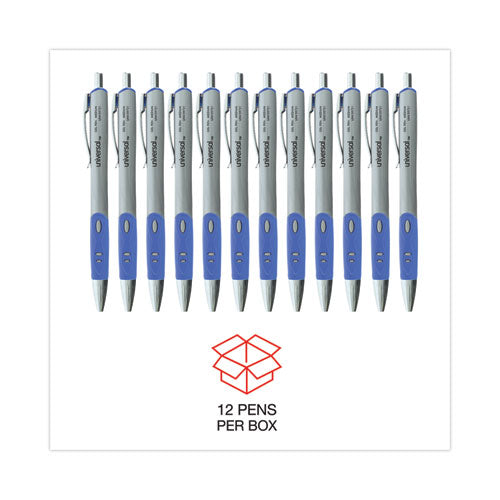 Comfort Grip Gel Pen, Retractable, Medium 0.7 Mm, Blue Ink, Gray/blue/silver Barrel, Dozen