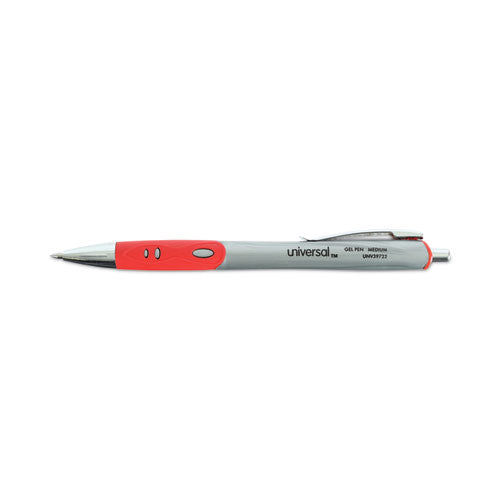 Comfort Grip Gel Pen, Retractable, Medium 0.7 Mm, Red Ink, Gray/red/silver Barrel, Dozen