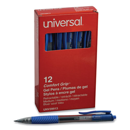 Comfort Grip Gel Pen, Retractable, Medium 0.7 Mm, Blue Ink, Clear/blue Barrel, Dozen