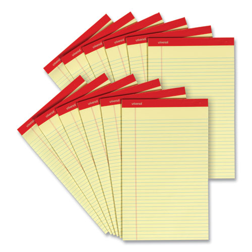 Perforated Ruled Writing Pads, Wide/legal Rule, Red Headband, 50 Canary-yellow 8.5 X 14 Sheets, Dozen