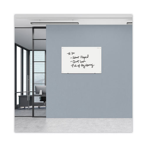 Frameless Glass Marker Board, 36" X 24", White Surface