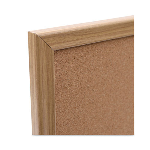 Cork Board With Oak Style Frame, 24" X 18", Tan Surface, Oak Finished Wood Frame