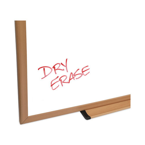 Deluxe Melamine Dry Erase Board, 48" X 36", White Surface, Oak Finished Fiberboard (mdf) Frame