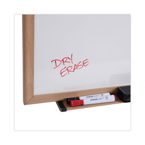 Deluxe Melamine Dry Erase Board, 96" X 48", White Surface, Oak Finished Fiberboard (mdf) Frame