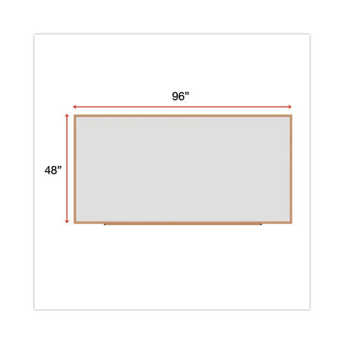 Deluxe Melamine Dry Erase Board, 96" X 48", White Surface, Oak Finished Fiberboard (mdf) Frame