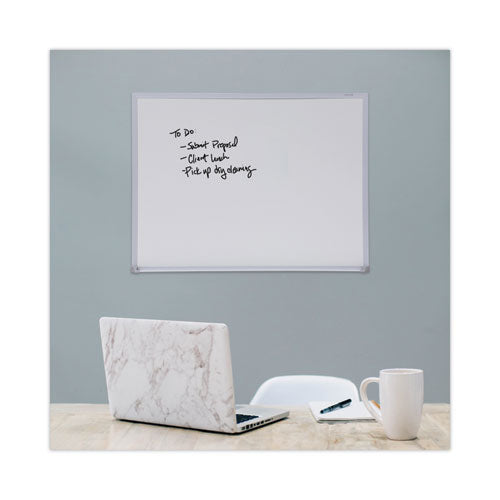 Melamine Dry Erase Board With Aluminum Frame, 24" X 18", White Surface, Anodized Aluminum Frame