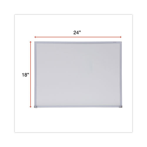 Melamine Dry Erase Board With Aluminum Frame, 24" X 18", White Surface, Anodized Aluminum Frame