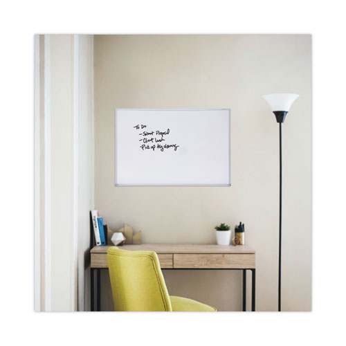 Melamine Dry Erase Board With Aluminum Frame, 36" X 24", White Surface, Anodized Aluminum Frame