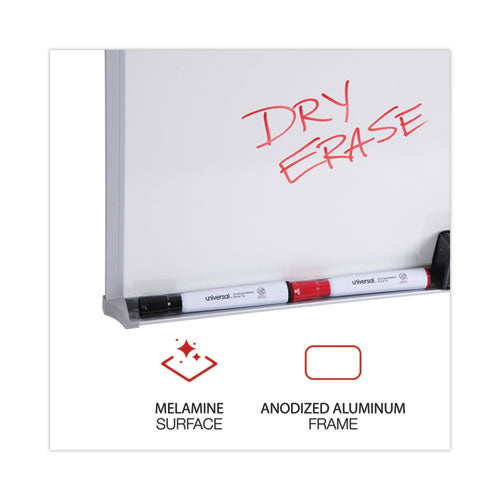 Melamine Dry Erase Board With Aluminum Frame, 48" X 36", White Surface, Anodized Aluminum Frame