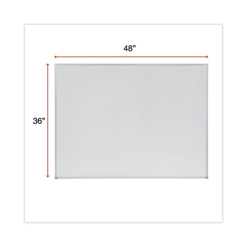 Melamine Dry Erase Board With Aluminum Frame, 48" X 36", White Surface, Anodized Aluminum Frame