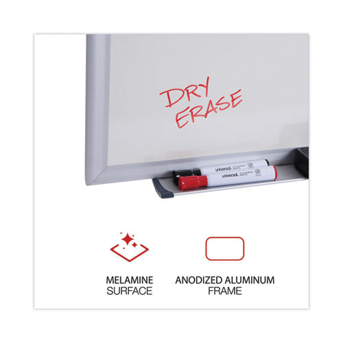 Deluxe Melamine Dry Erase Board, 60" X 36", White Surface, Anodized Aluminum Frame