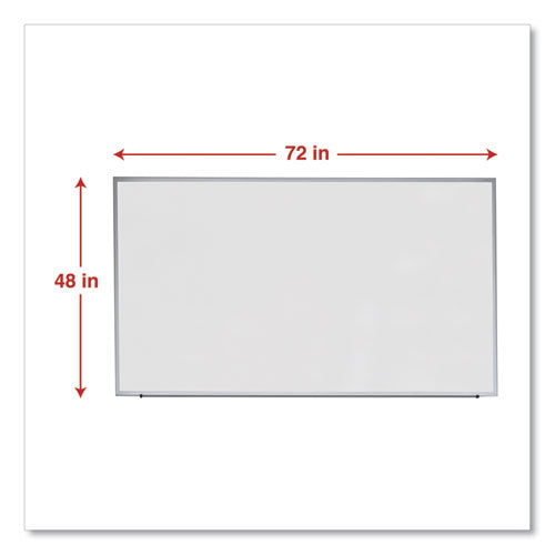 Deluxe Melamine Dry Erase Board, 72" X 48", White Surface, Anodized Aluminum Frame