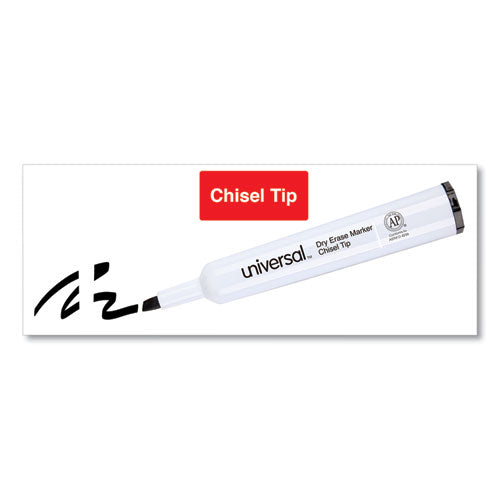 Dry Erase Marker, Broad Chisel Tip, Black, Dozen