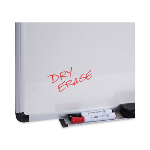 Modern Melamine Dry Erase Board With Aluminum Frame, 36" X 24", White Surface, Satin Aluminum Frame