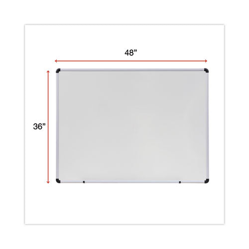 Modern Melamine Dry Erase Board With Aluminum Frame, 48" X 36", White Surface, Satin Aluminum Frame