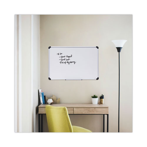 Deluxe Porcelain Magnetic Dry Erase Board, 36" X 24", White Surface, Silver/black Aluminum Frame