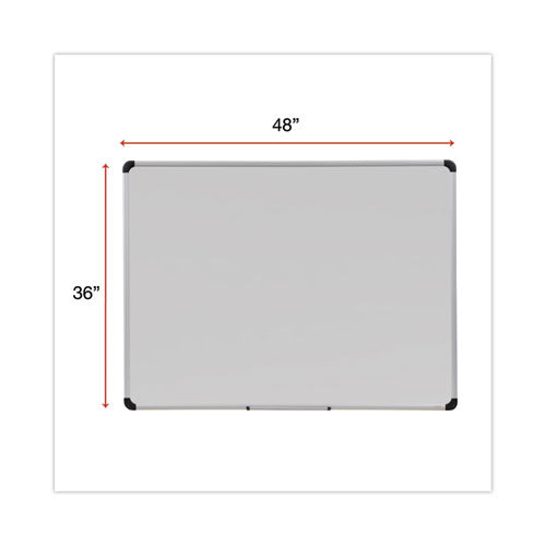 Deluxe Porcelain Magnetic Dry Erase Board, 48" X 36", White Surface, Silver/black Aluminum Frame