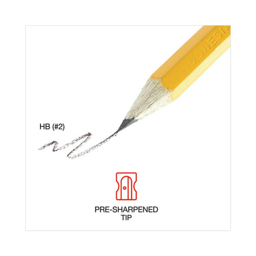 #2 Pre-sharpened Woodcase Pencil, Hb (#2), Black Lead, Yellow Barrel, 24/pack