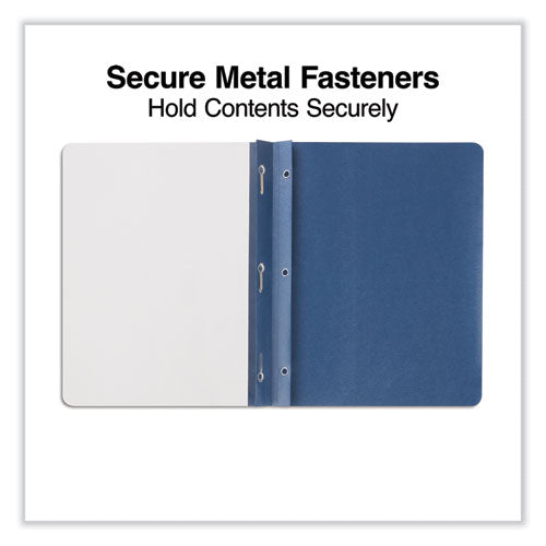 Clear Front Report Covers With Fasteners, Three-prong Fastener, 0.5" Capacity, 8.5 X 11, Clear/dark Blue, 25/box