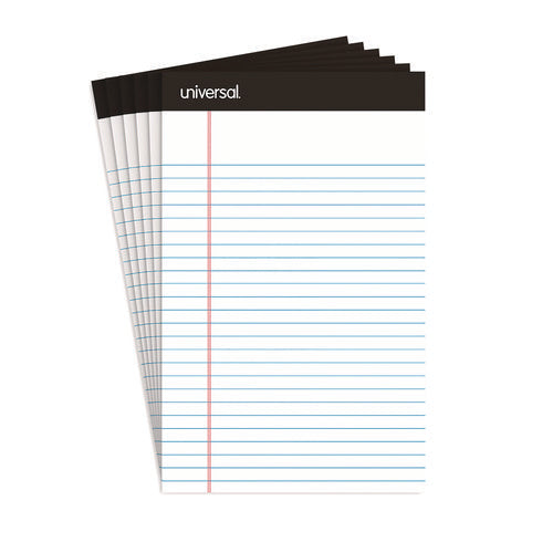 Premium Ruled Writing Pads With Heavy-duty Back, Narrow Rule, Black Headband, 50 White 5 X 8 Sheets, 6/pack