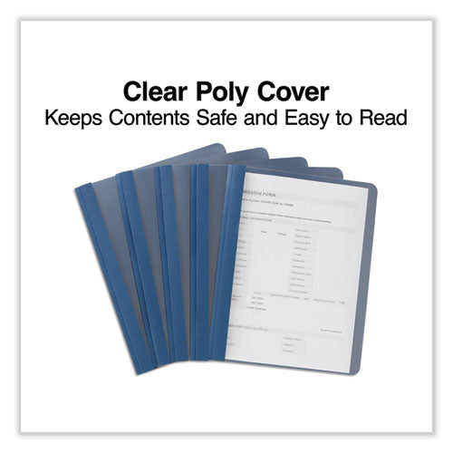 Clear Front Report Cover, Prong Fastener, 0.5" Capacity, 8.5 X 11, Clear/dark Blue, 25/box