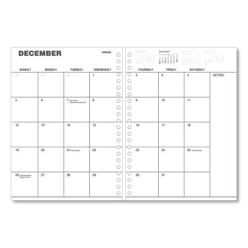 Monthly Planner, 11 X 8, Black Cover, 14-month: Dec 2024 To Jan 2026