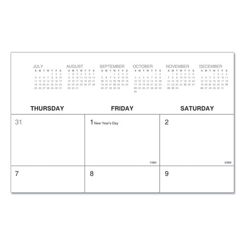 Desk Pad Calendar, 22 X 17, White Sheets, Black Binding, Clear Corners, 12-month (jan To Dec): 2025