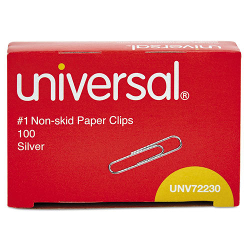 Paper Clips, #1, Nonskid, Silver, 100 Clips/box, 10 Boxes/pack