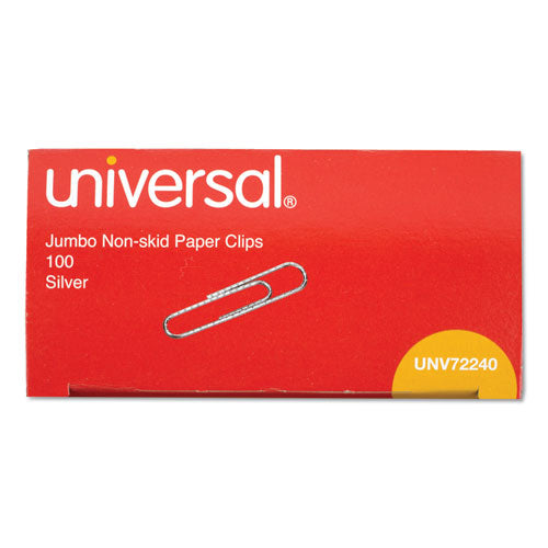 Paper Clips, Jumbo, Nonskid, Silver, 100 Clips/box, 10 Boxes/pack