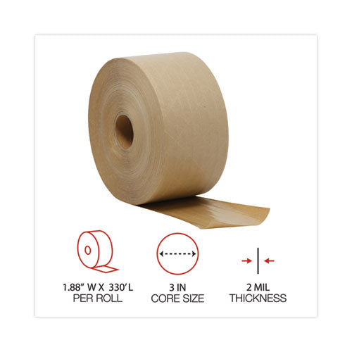 Glass-fiber Reinforced Gummed Kraft Sealing Tape, 3" Core, 3" X 375 Ft, Brown, 8/carton