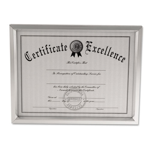 Plastic Document Frame, For 8.5 X 11, Easel Back, Metallic Silver