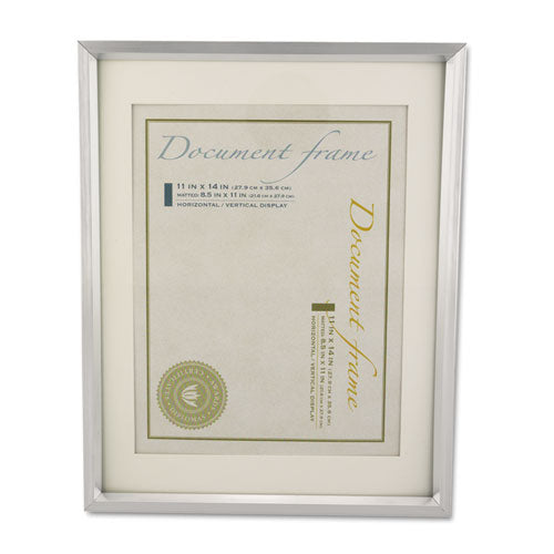 Plastic Document Frame With Mat, 11 X 14 And 8.5 X 11 Inserts, Metallic Silver