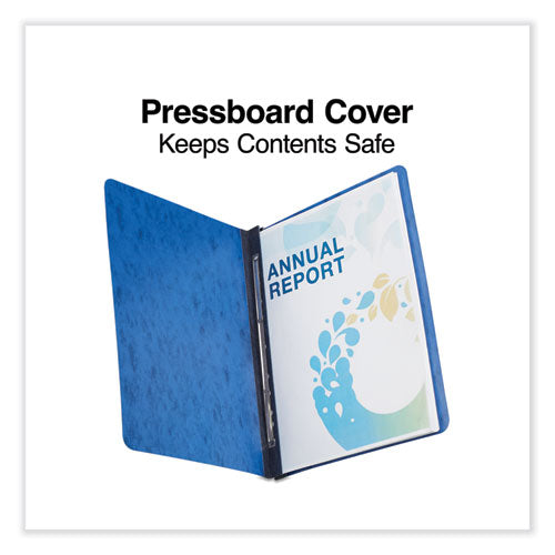 Pressboard Report Cover, Two-piece Prong Fastener, 3" Capacity, 8.5 X 11, Dark Blue/dark Blue