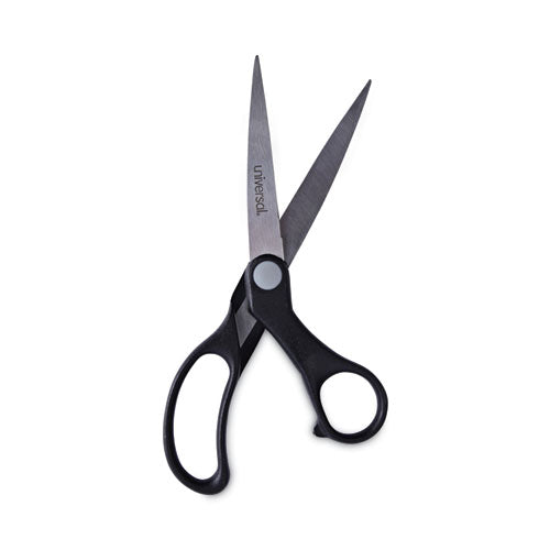 Stainless Steel Office Scissors, 8.5" Long, 3.75" Cut Length, Offset Black Handle