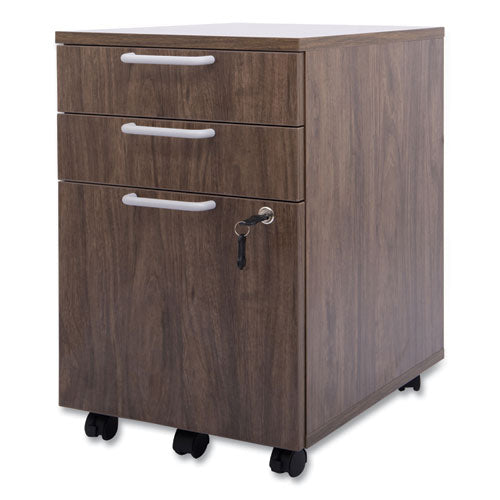 Essentials Mobile Pedestal File, Left Or Right, 3-drawers: Box/box/file, Legal/letter, Espresso, 15.6" X 21.3" X 24.3"