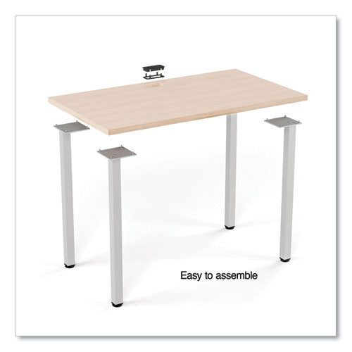 Essentials Writing Table-desk, 42" X 23.82" X 29.53", Natural Wood/silver