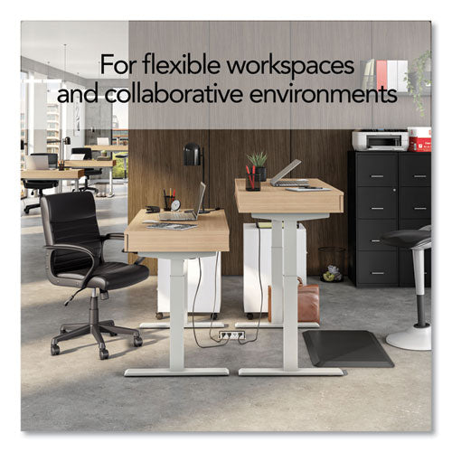 Essentials Deluxe Electric Sit-stand 2-column Workstation, 2 Desk Drawers, 47.2" X 23.6" X 29.7 To" 46.3", Natural/light Gray