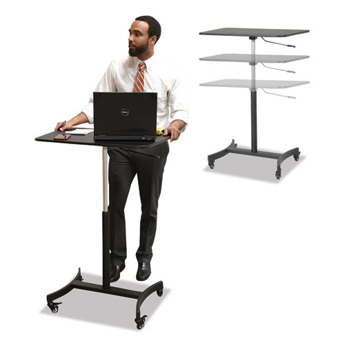 Dc500 High Rise Collection Mobile Adjustable Standing Desk, 30.75" X 22" X 29" To 44", Black