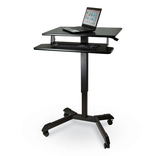 Mobile Height Adjustable Standing Desk With Keyboard Tray, 25.6 X 17.7 X 29 To 44, Black