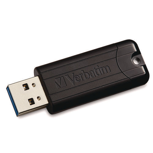 Pinstripe Usb 3.2 Flash Drive, 128 Gb, Black