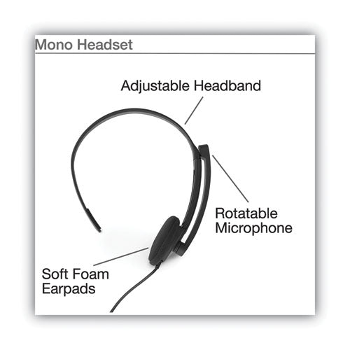 Mono Headset With Microphone And In-line Remote, Black