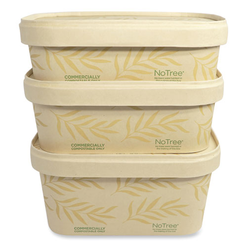 No Tree Rectangular Containers, 32 Oz, 4.7 X 6.8 X 3, Natural, Sugarcane, 300/carton