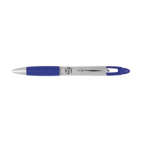 Z-grip Max Ballpoint Pen, Retractable, Medium 1 Mm, Blue Ink, Silver/blue Barrel, 12/pack