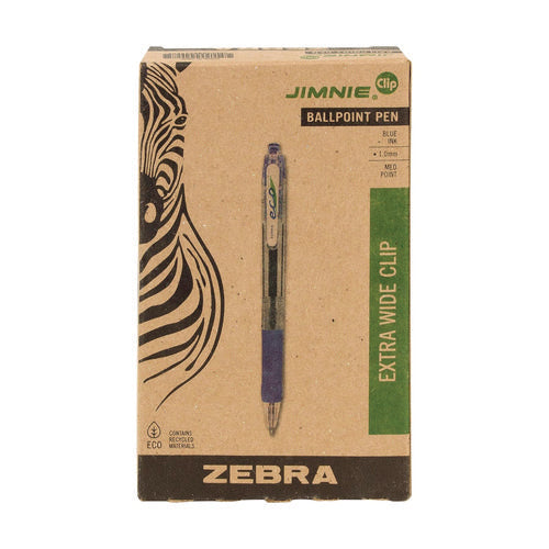 Eco Jimnie Clip Ballpoint Pen, Retractable, Medium 1 Mm, Blue Ink, Clear/blue Barrel, 12/pack