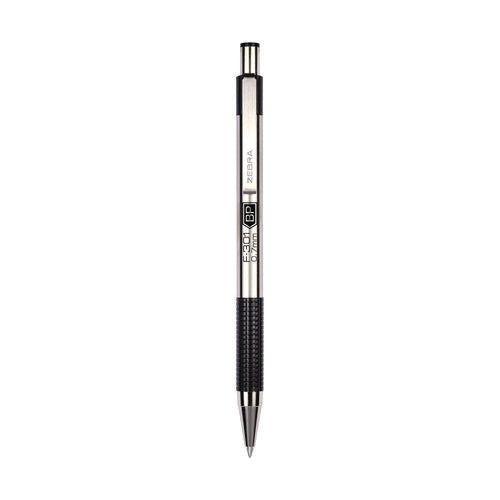 F-301 Ballpoint Pen, Retractable, Fine 0.7 Mm, Black Ink, Stainless Steel/black Barrel