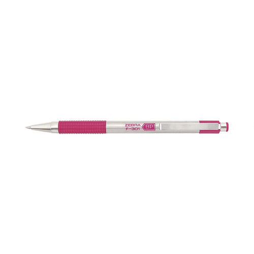 F-301 Ballpoint Pen, Breast Cancer Awareness, Retractable, Fine 0.7 Mm, Black Ink, Stainless Steel/pink Barrel